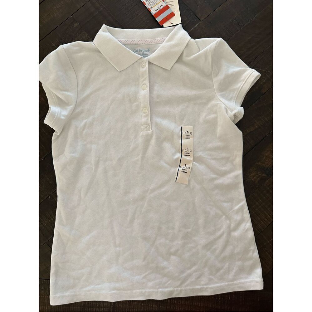 Cat & Jack White Uniform Polo Shirt Size Large 10/12